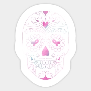 Pink sugar skull for breast cancer awareness month Sticker